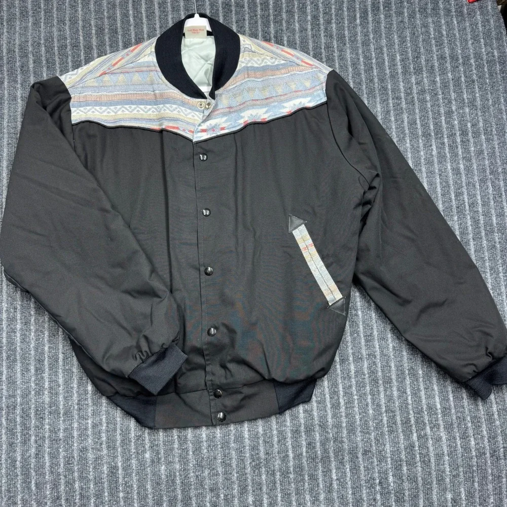 Jackets By Pride Minot, ND Bomber Jacket Large Black Western Vintage (2169)